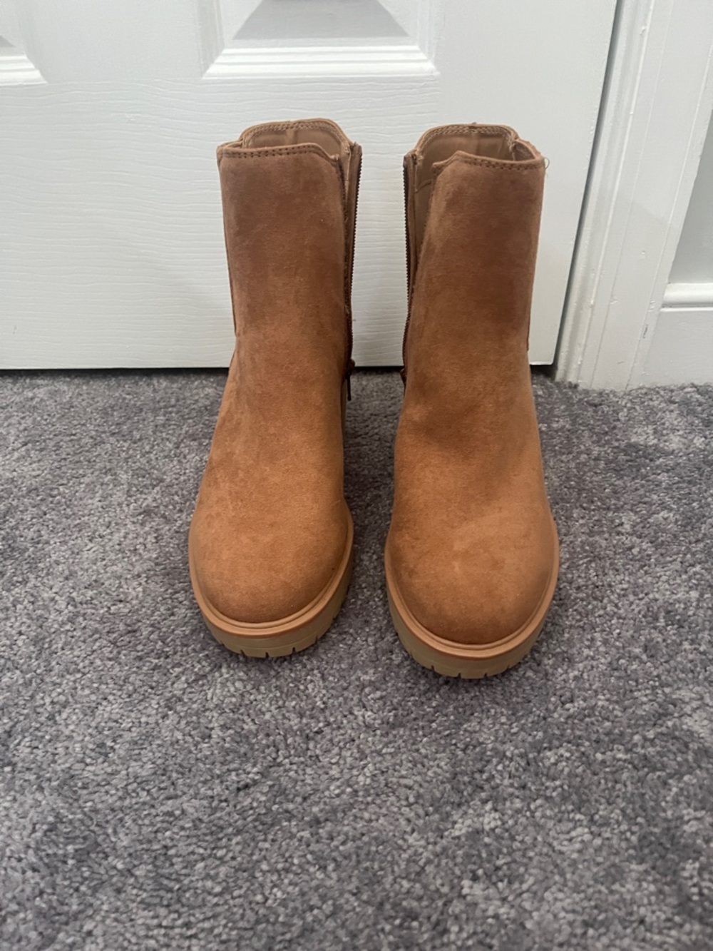 Target Tan Suede Ankle Booties with Lug Sole